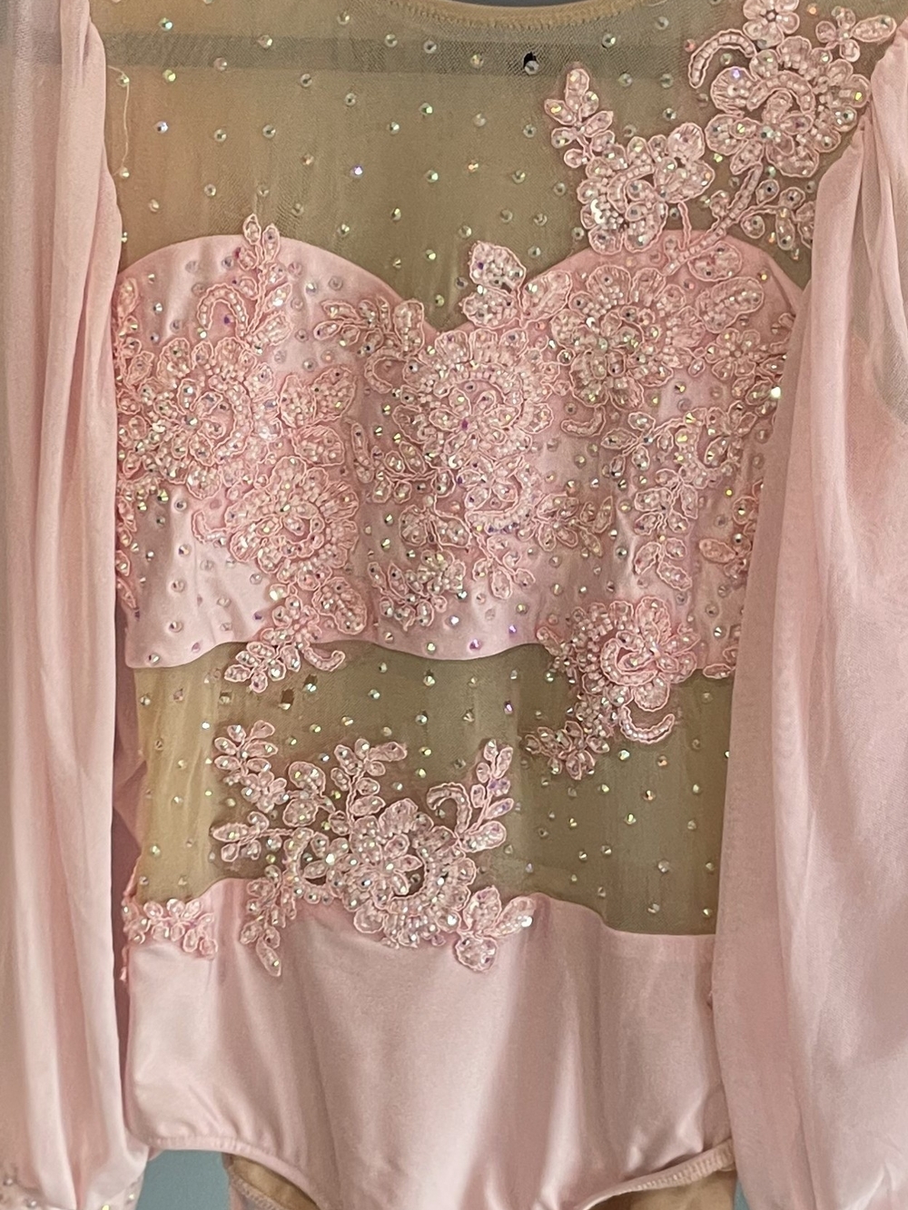 Glamour Pink Embellished Dance Bodysuit